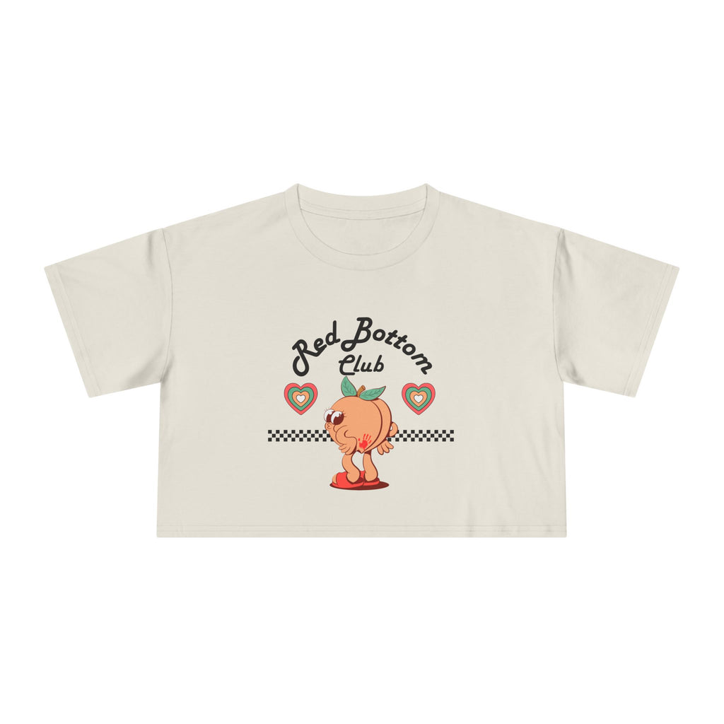 Red Bottom Club Crop Tee - "Red Bottom Club", Trendy Summer Wear, Casual Street Style, Birthday Gift, Summer Festival Fashion