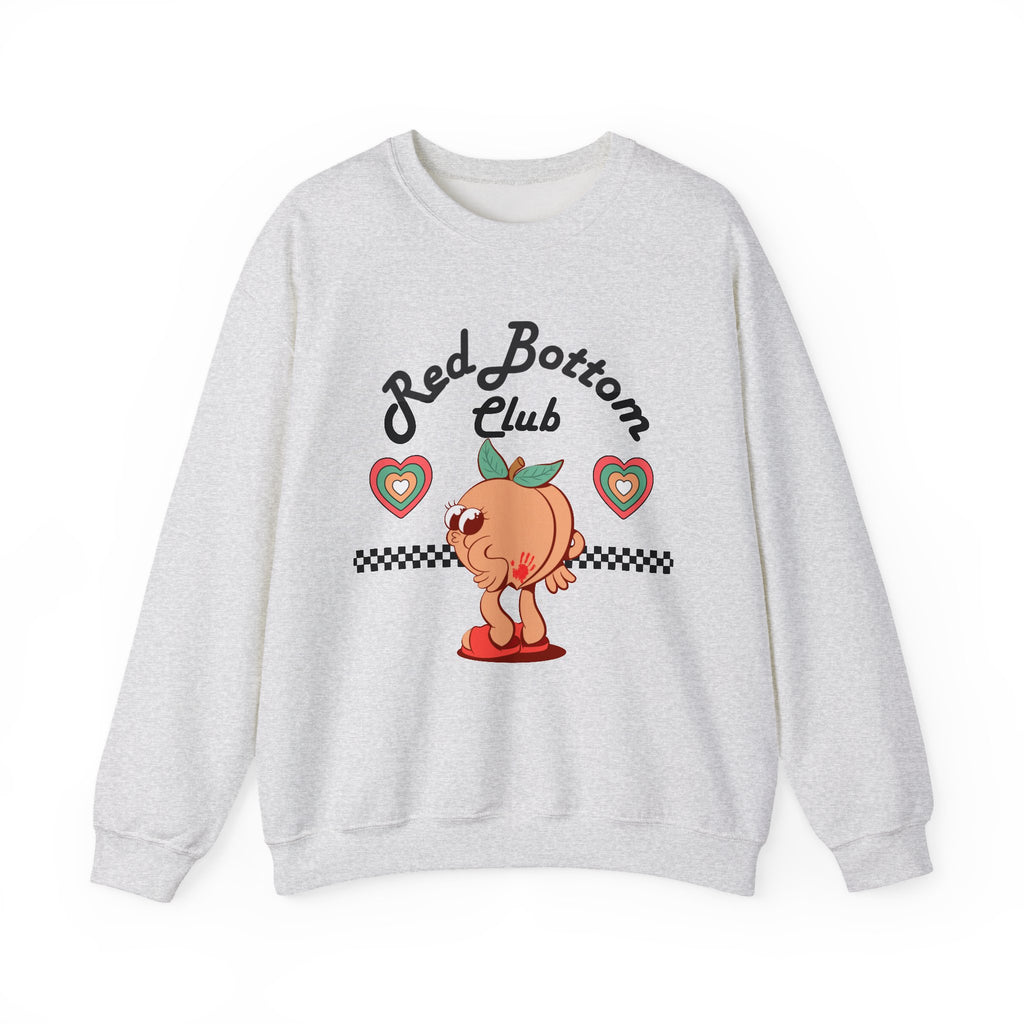 Red Bottom Club Crewneck Sweatshirt, Cozy Streetwear, Unisex Gift, Fun Humor Apparel, Casual Everyday Style, Perfect for Friends