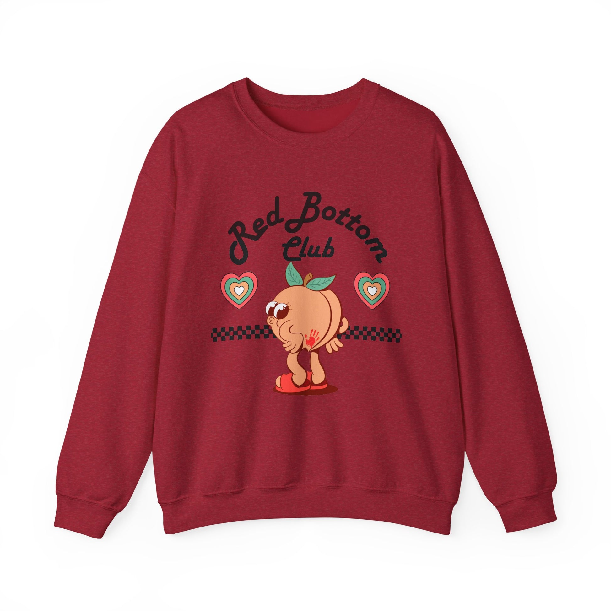 Red Bottom Club Crewneck Sweatshirt, Cozy Streetwear, Unisex Gift, Fun Humor Apparel, Casual Everyday Style, Perfect for Friends