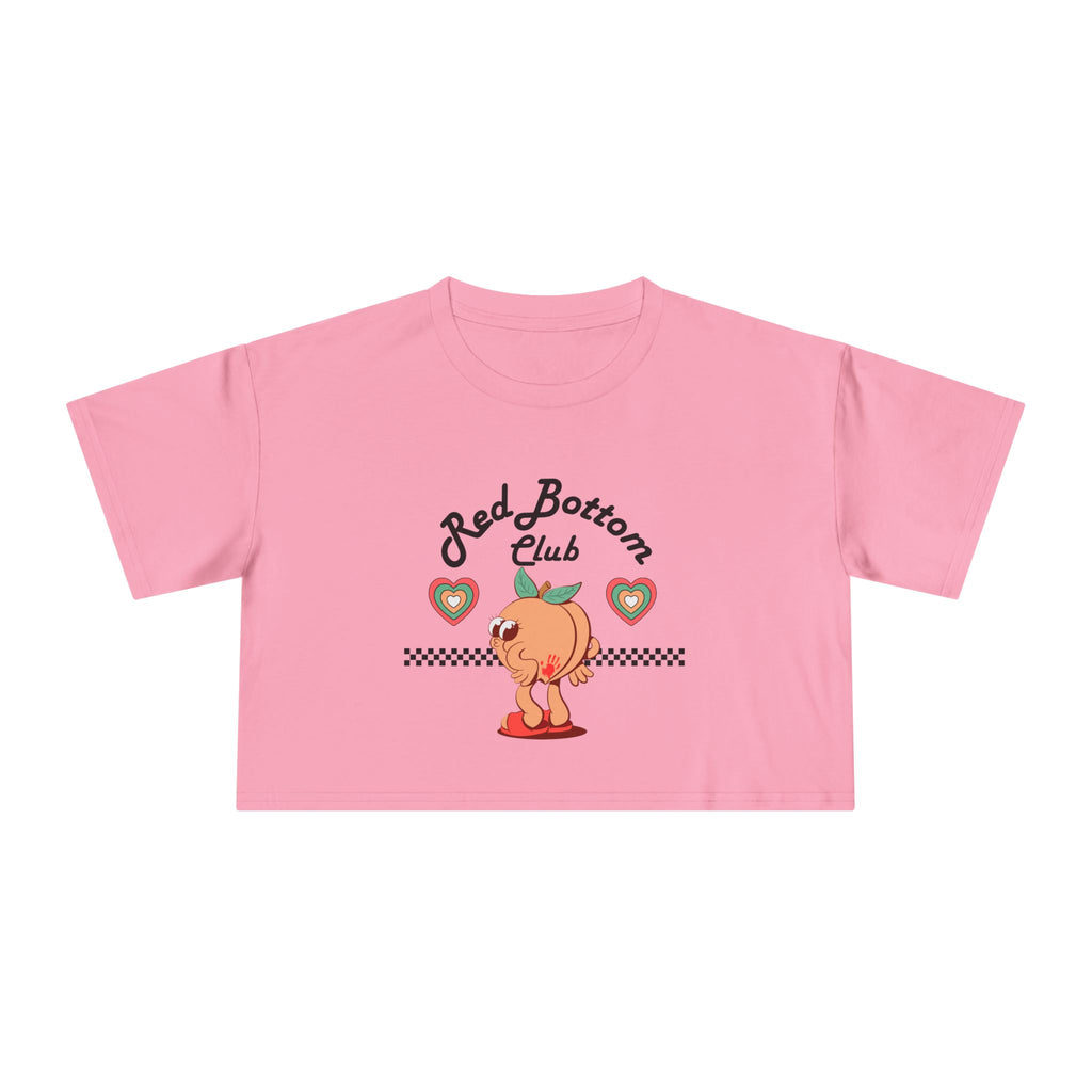 Red Bottom Club Crop Tee - "Red Bottom Club", Trendy Summer Wear, Casual Street Style, Birthday Gift, Summer Festival Fashion