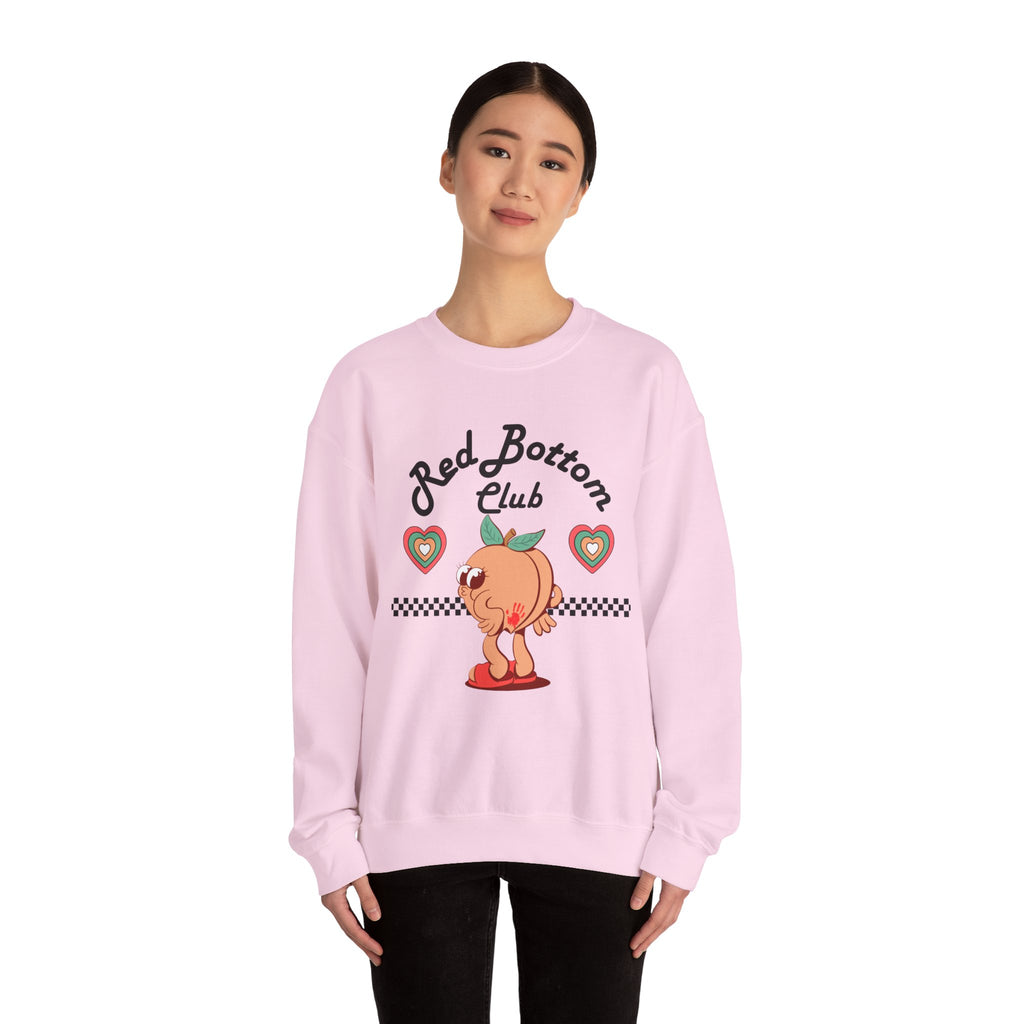 Red Bottom Club Crewneck Sweatshirt, Cozy Streetwear, Unisex Gift, Fun Humor Apparel, Casual Everyday Style, Perfect for Friends
