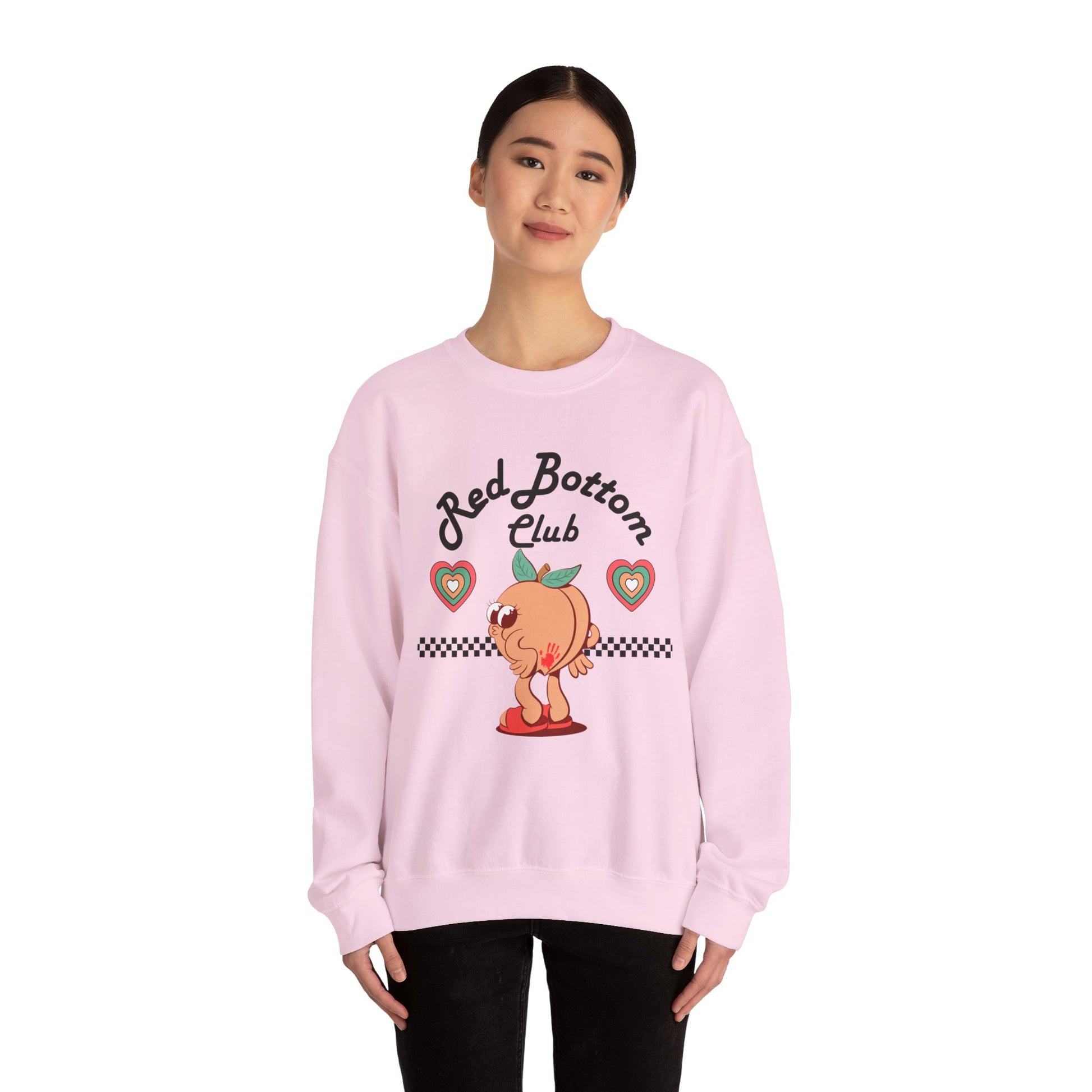 Red Bottom Club Crewneck Sweatshirt, Cozy Streetwear, Unisex Gift, Fun Humor Apparel, Casual Everyday Style, Perfect for Friends