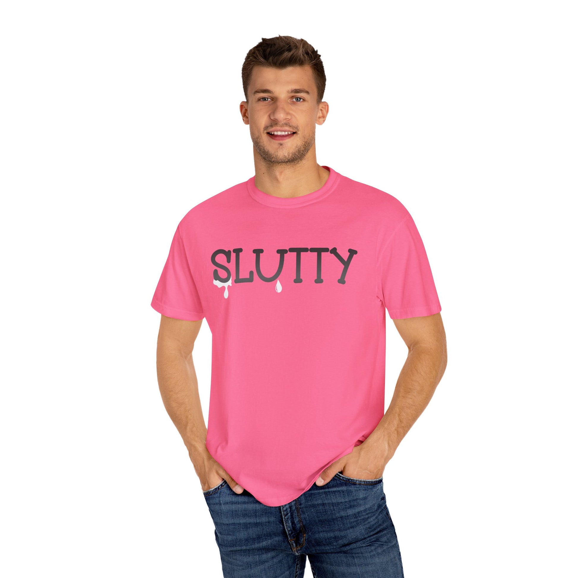 Slutty Unisex Garment-Dyed T-Shirt - Fun Casual Wear, Summer Parties, Birthday Gifts, Bachelorette Celebrations, Festival Attire