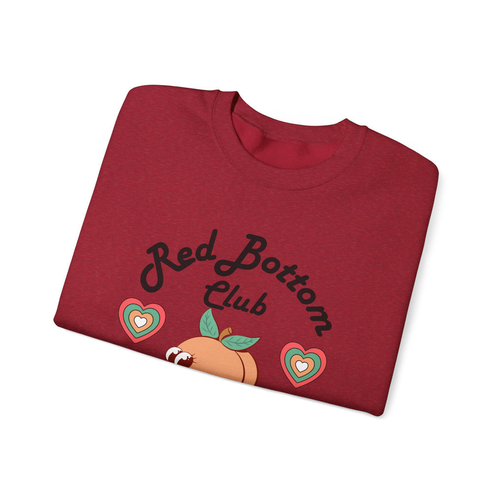 Red Bottom Club Crewneck Sweatshirt, Cozy Streetwear, Unisex Gift, Fun Humor Apparel, Casual Everyday Style, Perfect for Friends