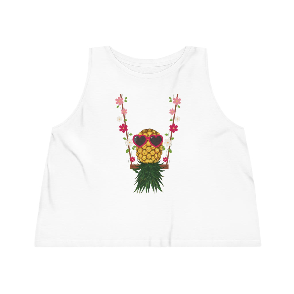 Swinging Floral Pineapple Women's Dancer Cropped Tank Top