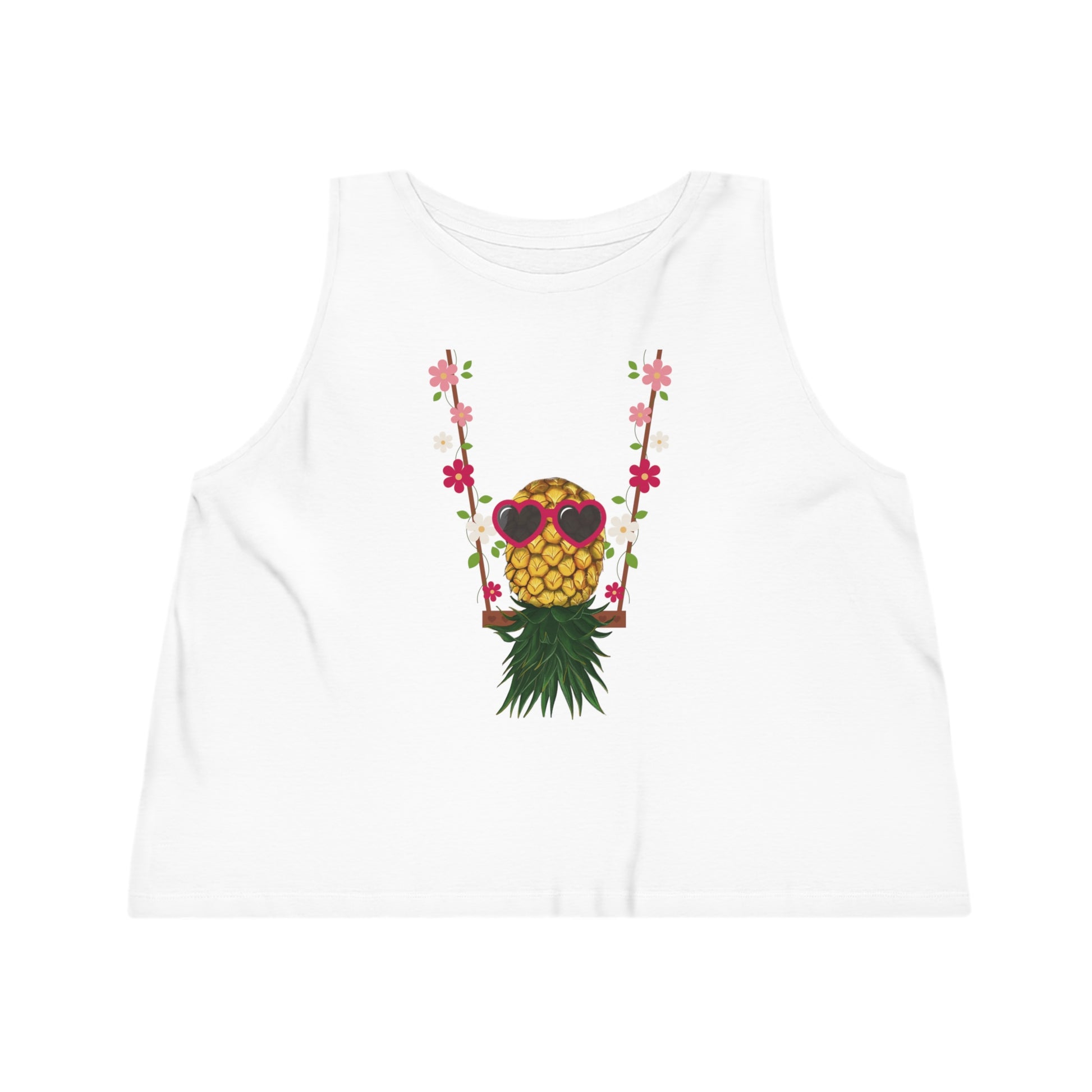 Swinging Floral Pineapple Women's Dancer Cropped Tank Top