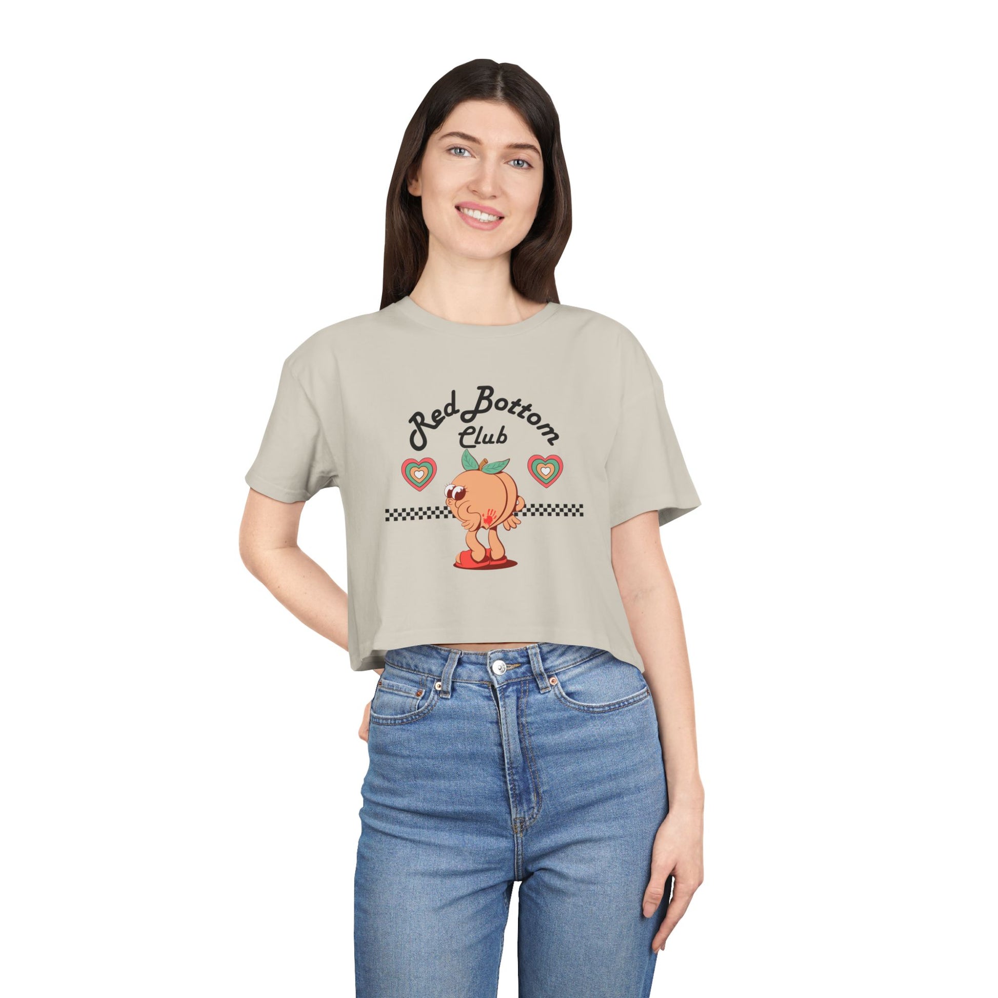 Red Bottom Club Crop Tee - "Red Bottom Club", Trendy Summer Wear, Casual Street Style, Birthday Gift, Summer Festival Fashion