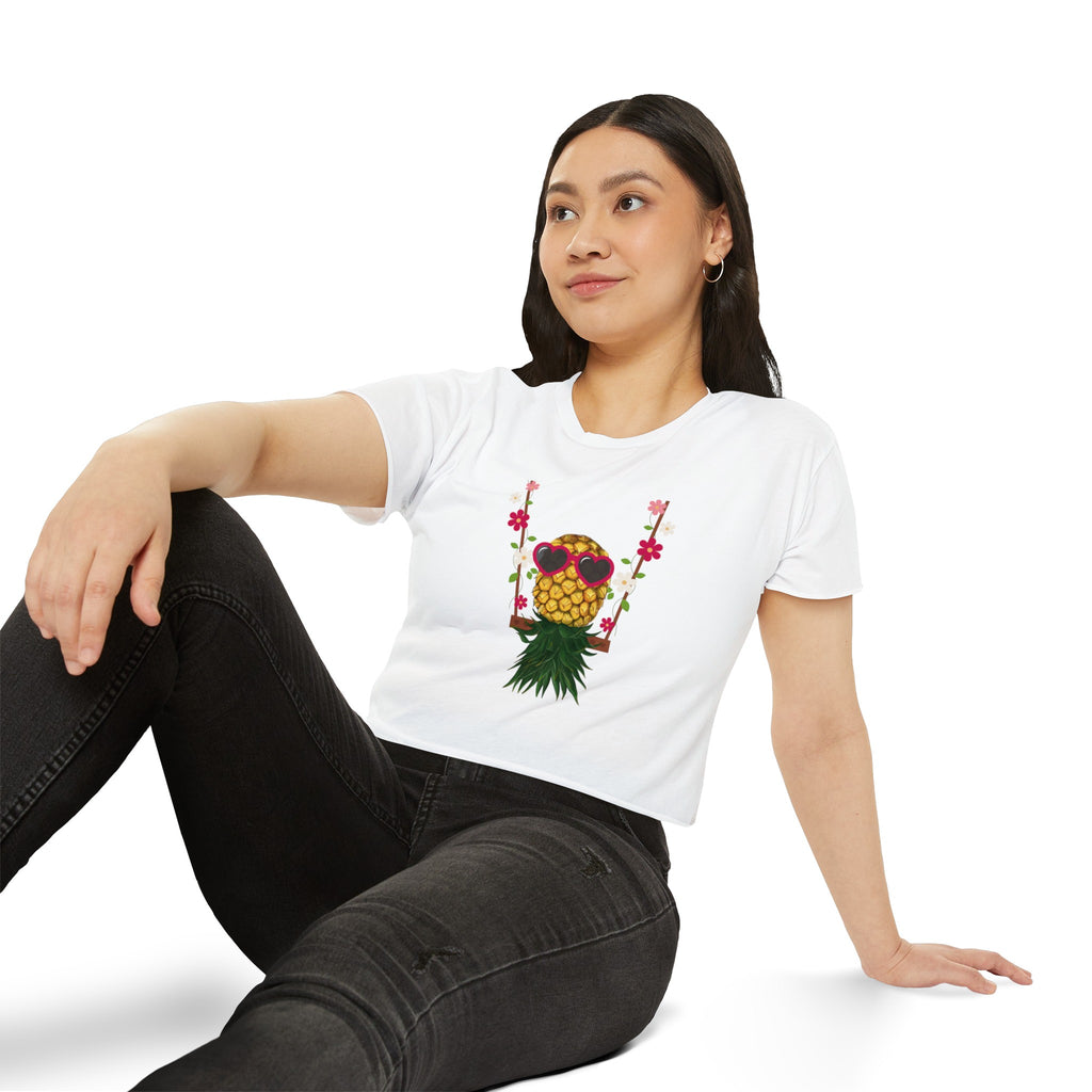 Swinging Floral Pineapple Women's Festival Crop Top