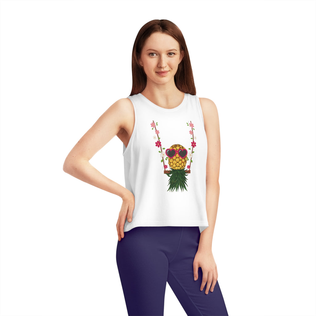 Swinging Floral Pineapple Women's Dancer Cropped Tank Top