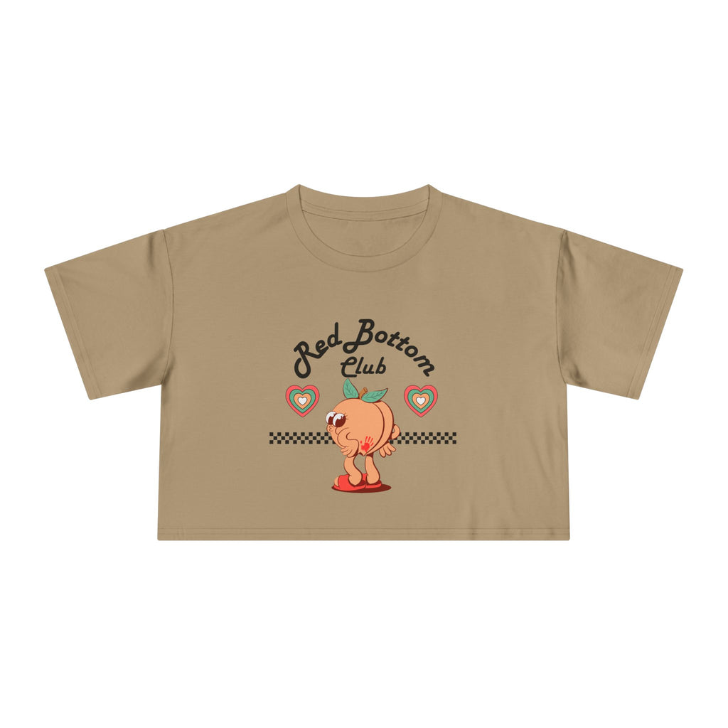 Red Bottom Club Crop Tee - "Red Bottom Club", Trendy Summer Wear, Casual Street Style, Birthday Gift, Summer Festival Fashion