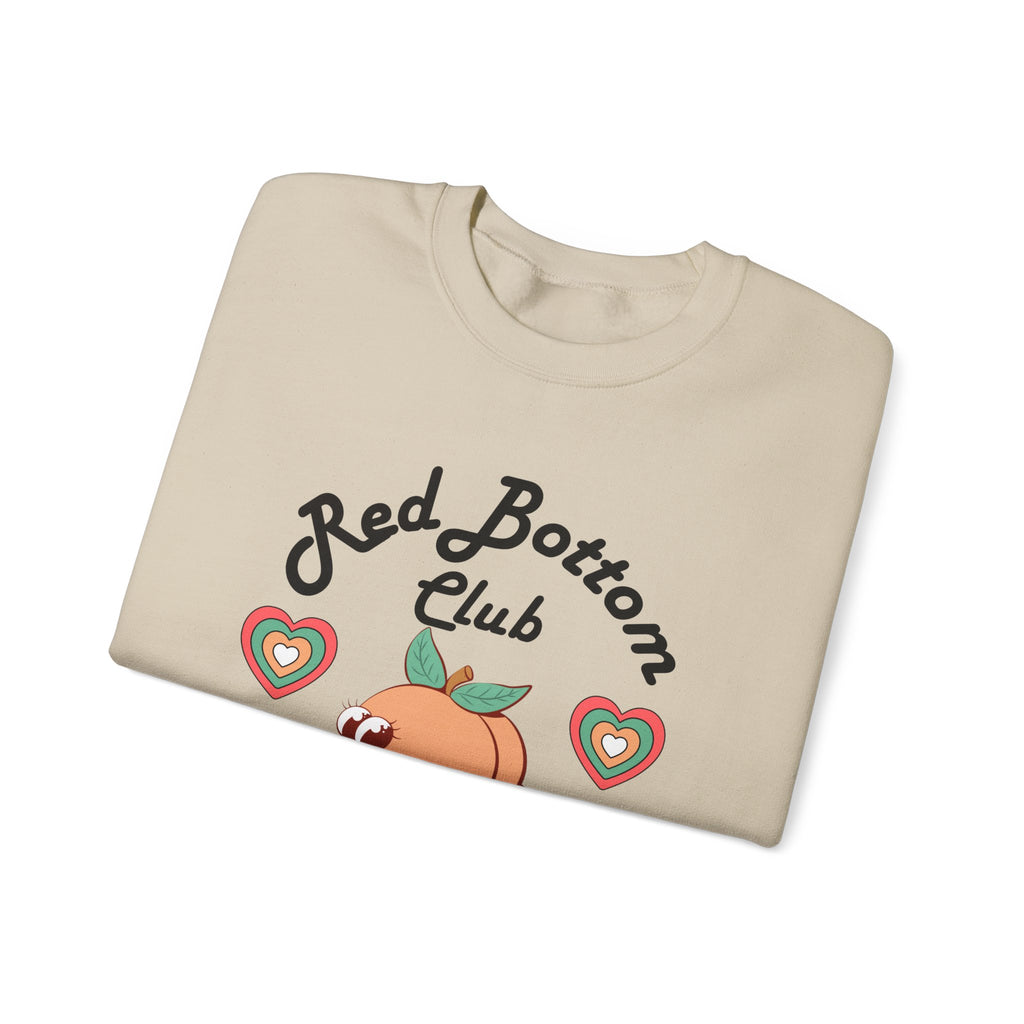 Red Bottom Club Crewneck Sweatshirt, Cozy Streetwear, Unisex Gift, Fun Humor Apparel, Casual Everyday Style, Perfect for Friends