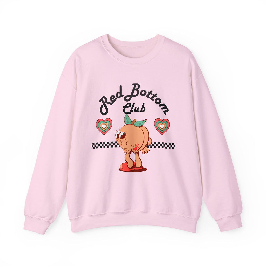 Red Bottom Club Crewneck Sweatshirt, Cozy Streetwear, Unisex Gift, Fun Humor Apparel, Casual Everyday Style, Perfect for Friends