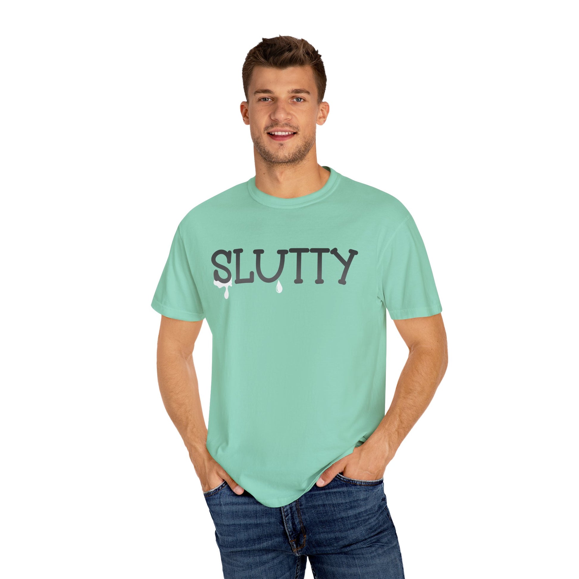 Slutty Unisex Garment-Dyed T-Shirt - Fun Casual Wear, Summer Parties, Birthday Gifts, Bachelorette Celebrations, Festival Attire