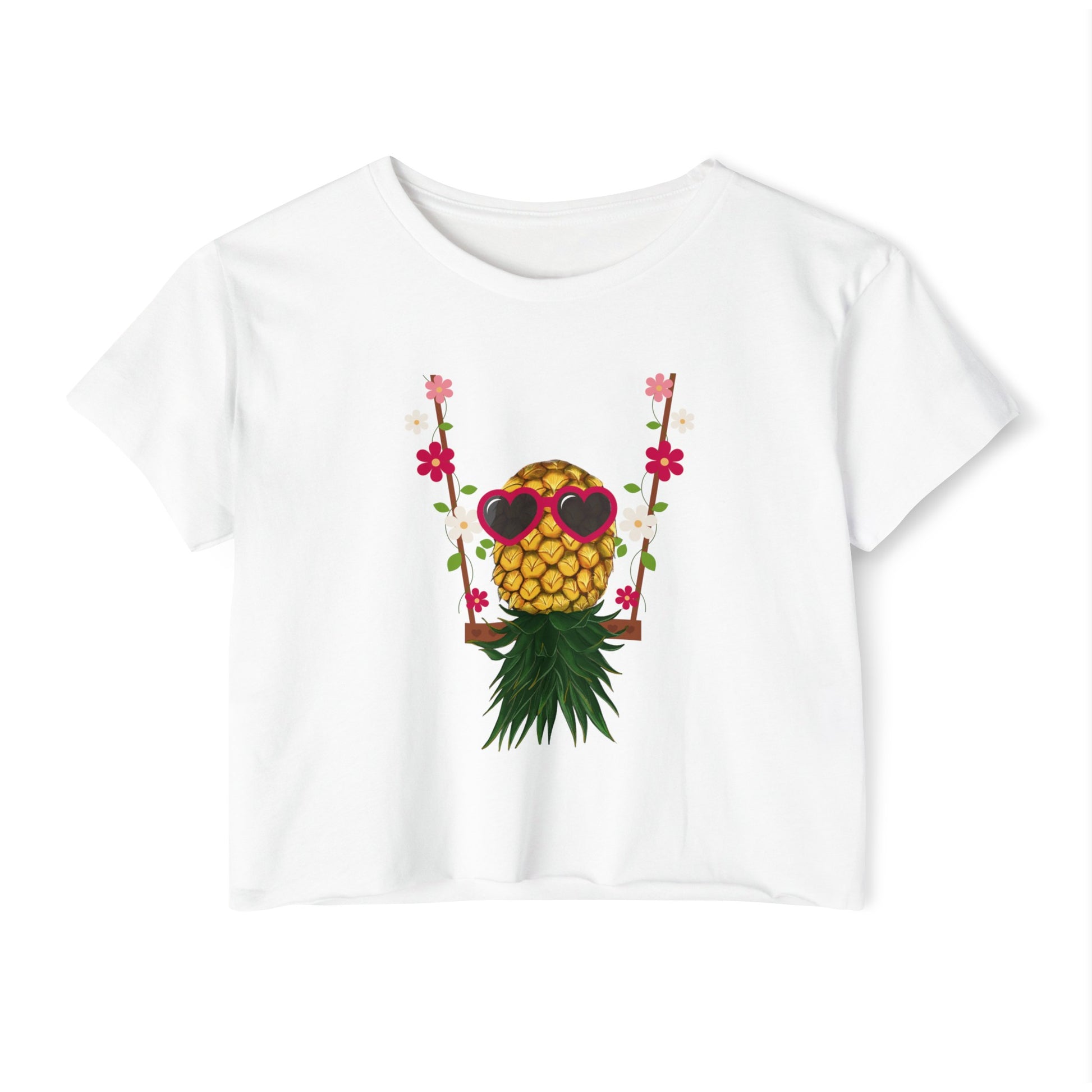 Swinging Floral Pineapple Women's Festival Crop Top