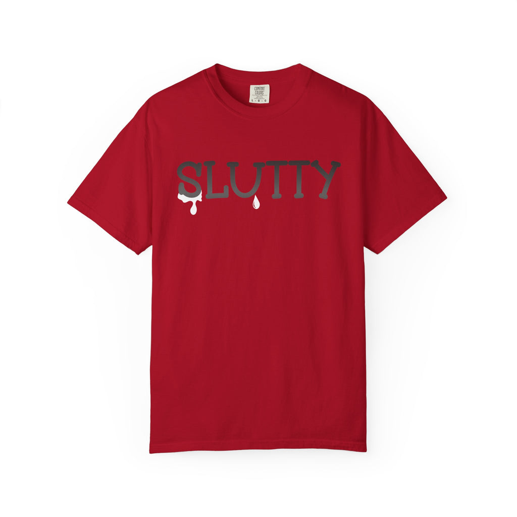 Slutty Unisex Garment-Dyed T-Shirt - Fun Casual Wear, Summer Parties, Birthday Gifts, Bachelorette Celebrations, Festival Attire