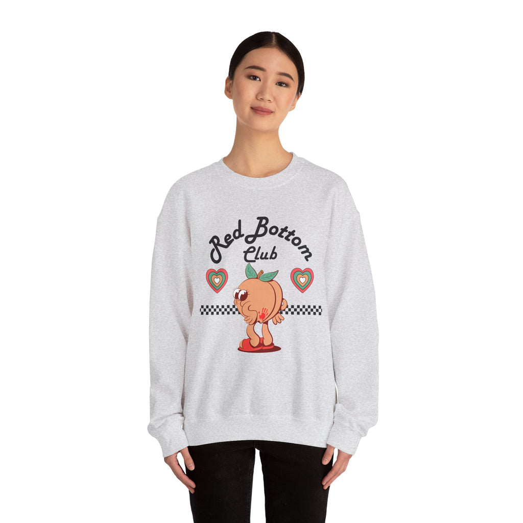 Red Bottom Club Crewneck Sweatshirt, Cozy Streetwear, Unisex Gift, Fun Humor Apparel, Casual Everyday Style, Perfect for Friends