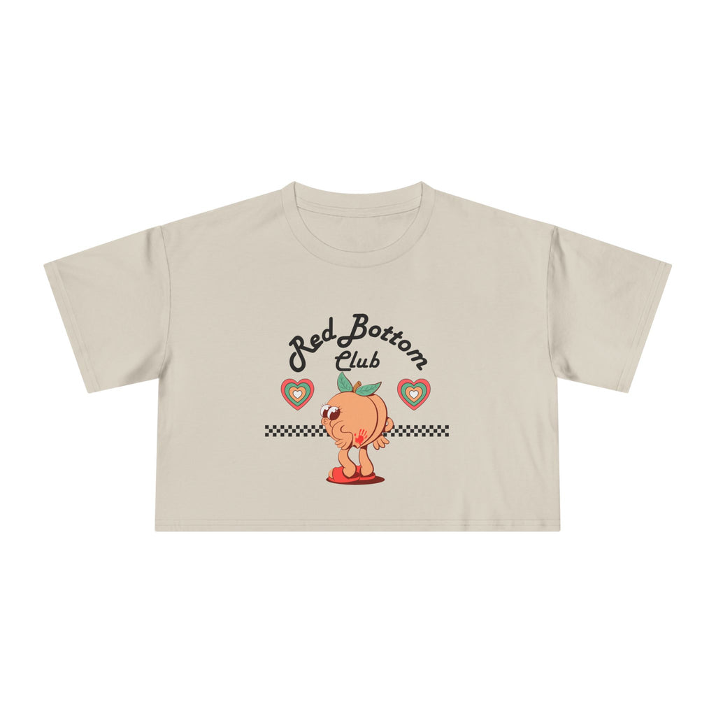Red Bottom Club Crop Tee - "Red Bottom Club", Trendy Summer Wear, Casual Street Style, Birthday Gift, Summer Festival Fashion