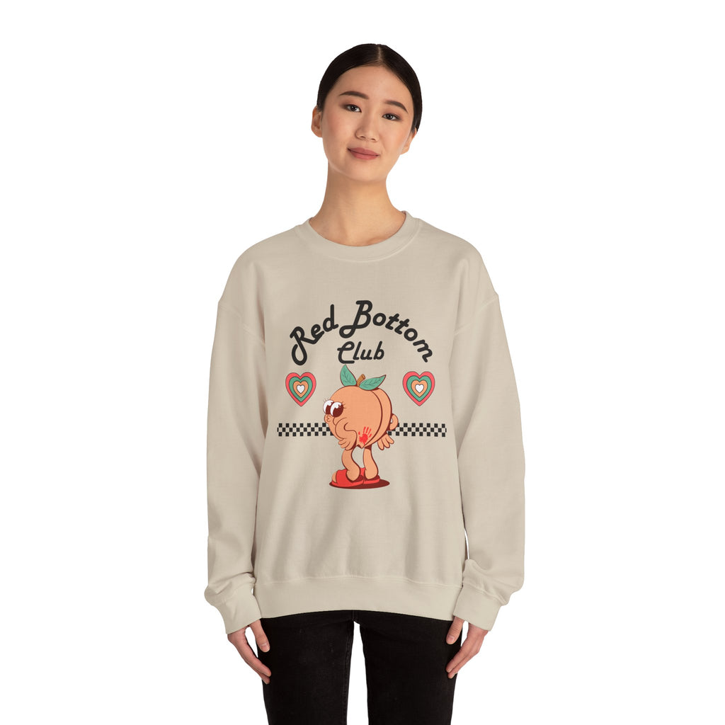 Red Bottom Club Crewneck Sweatshirt, Cozy Streetwear, Unisex Gift, Fun Humor Apparel, Casual Everyday Style, Perfect for Friends
