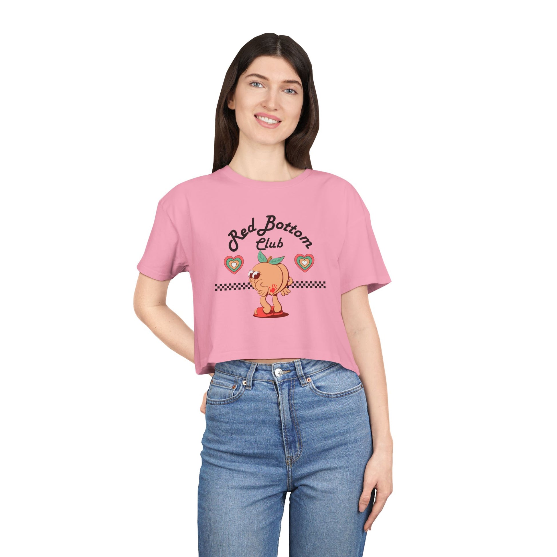 Red Bottom Club Crop Tee - "Red Bottom Club", Trendy Summer Wear, Casual Street Style, Birthday Gift, Summer Festival Fashion