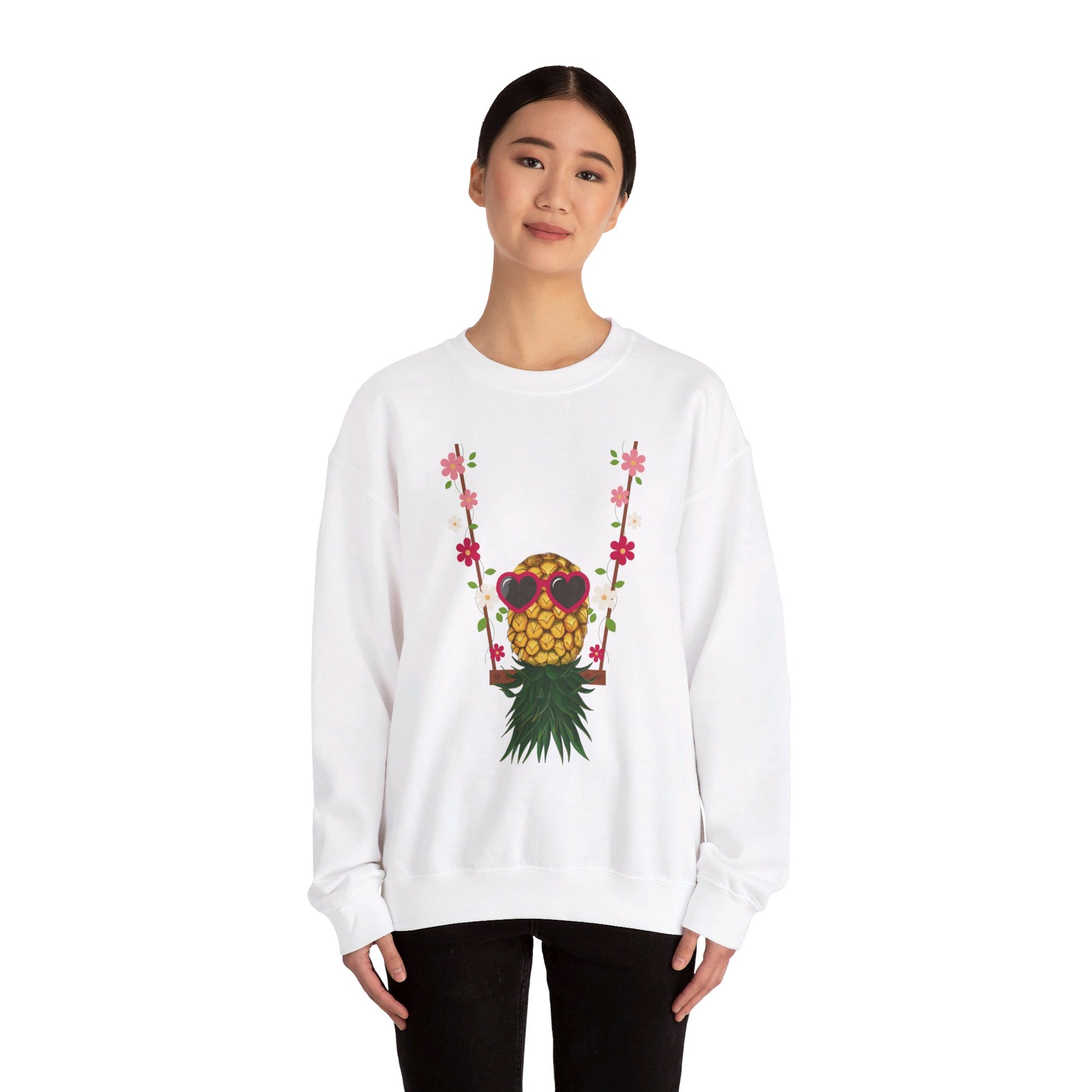 Swinging Floral Pineapple Unisex Heavy Blend™ Crewneck Sweatshirt