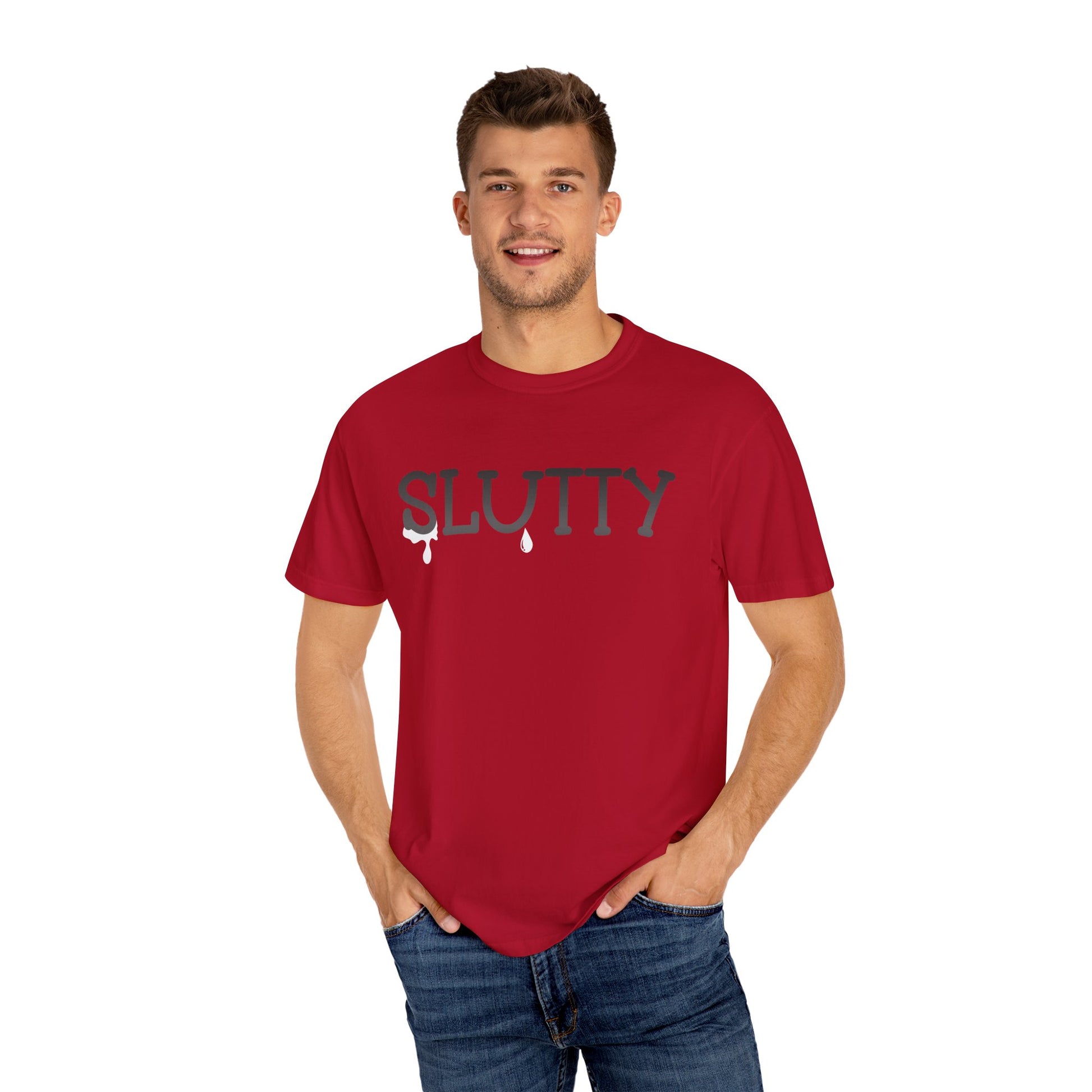 Slutty Unisex Garment-Dyed T-Shirt - Fun Casual Wear, Summer Parties, Birthday Gifts, Bachelorette Celebrations, Festival Attire