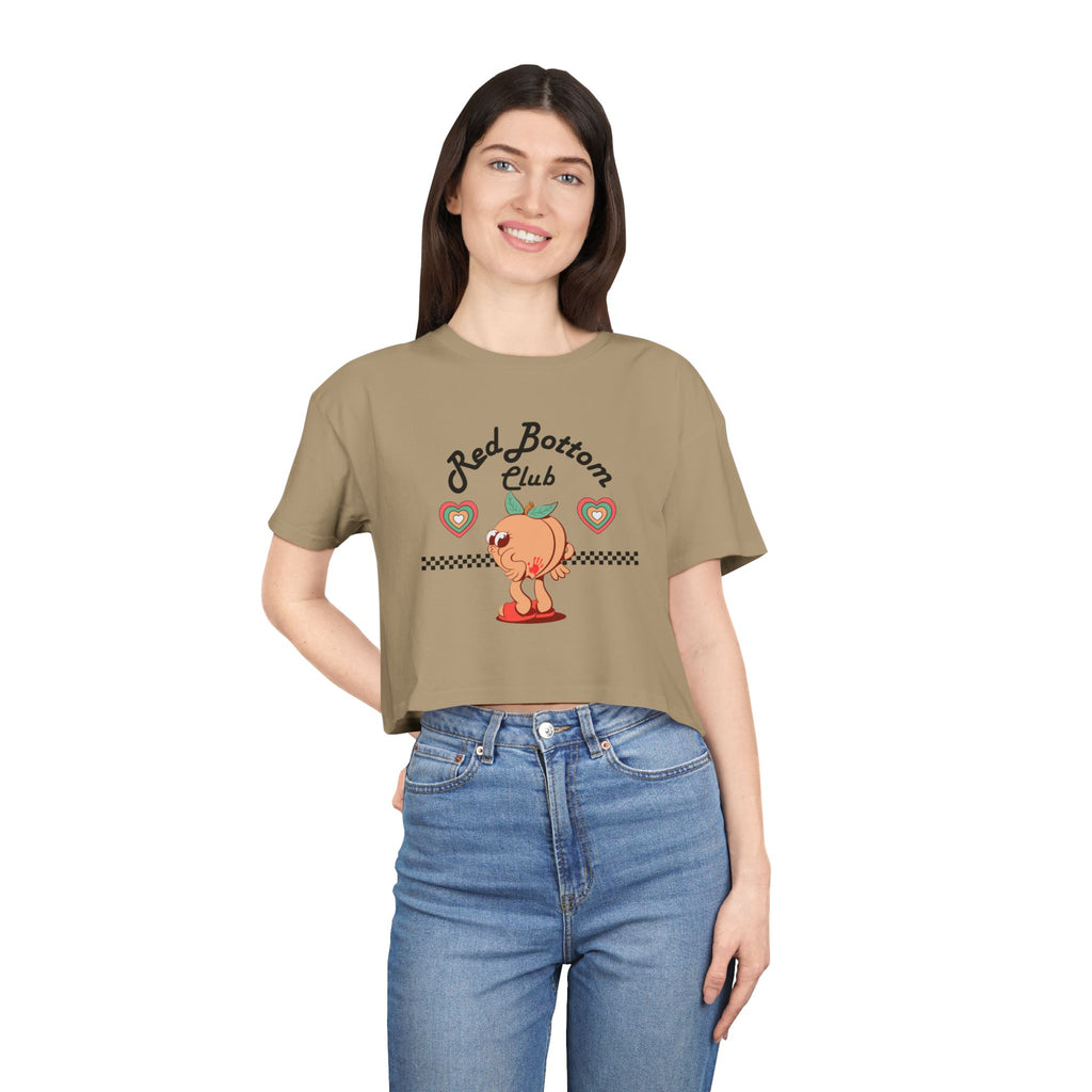 Red Bottom Club Crop Tee - "Red Bottom Club", Trendy Summer Wear, Casual Street Style, Birthday Gift, Summer Festival Fashion