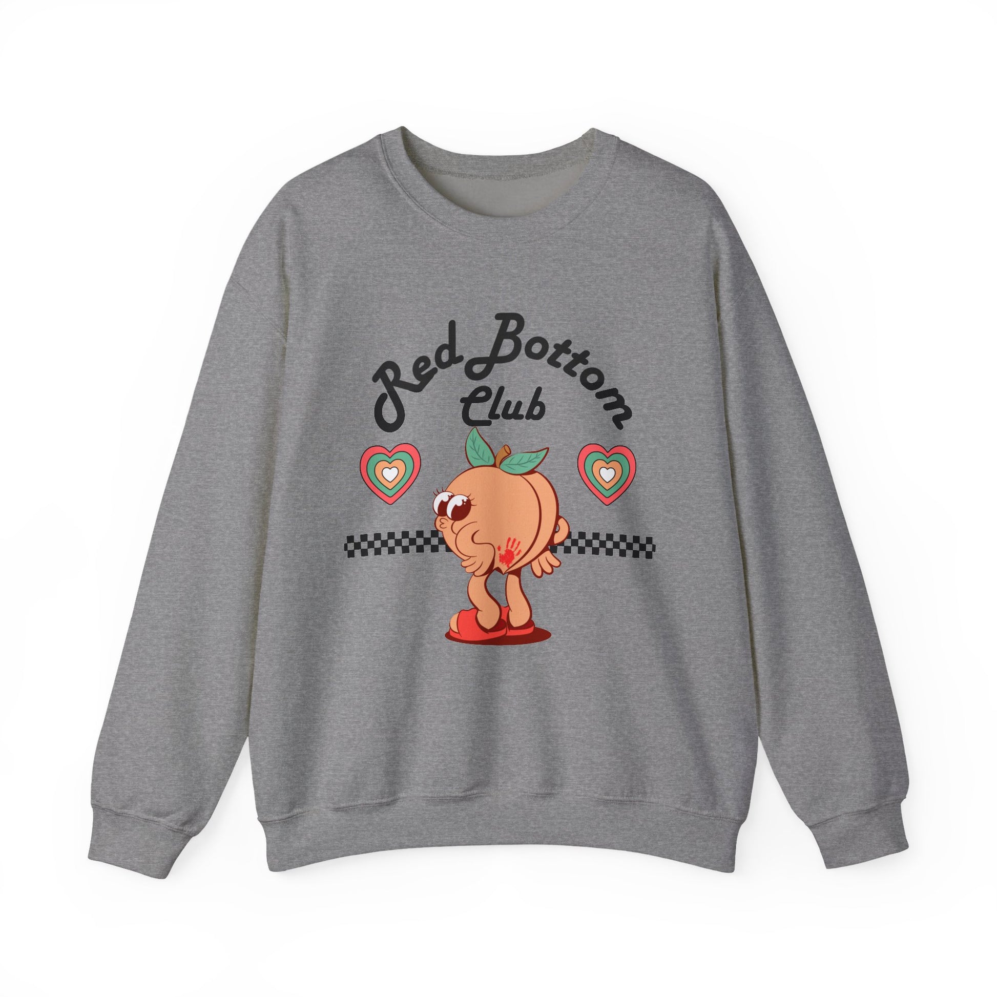 Red Bottom Club Crewneck Sweatshirt, Cozy Streetwear, Unisex Gift, Fun Humor Apparel, Casual Everyday Style, Perfect for Friends