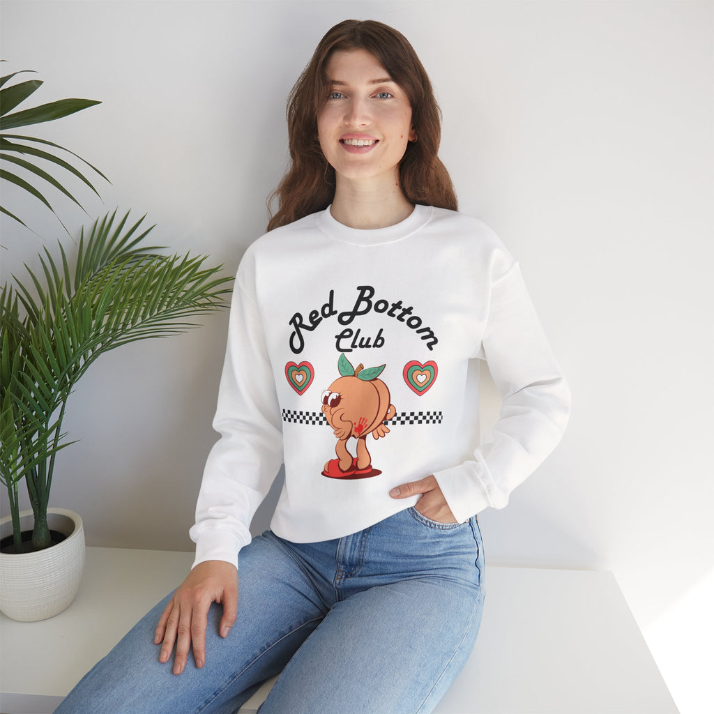 Red Bottom Club Crewneck Sweatshirt, Cozy Streetwear, Unisex Gift, Fun Humor Apparel, Casual Everyday Style, Perfect for Friends